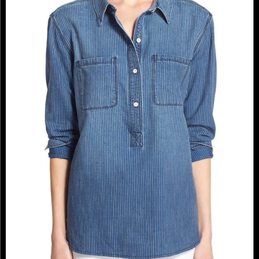 🩵 Treasure and Bond Striped Denim Tunic Shirt 🩵